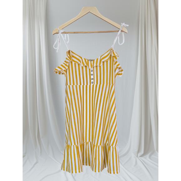 Asos Maternity Sz 8 Marigold Striped Ruffle Sundress - Picture 1 of 3
